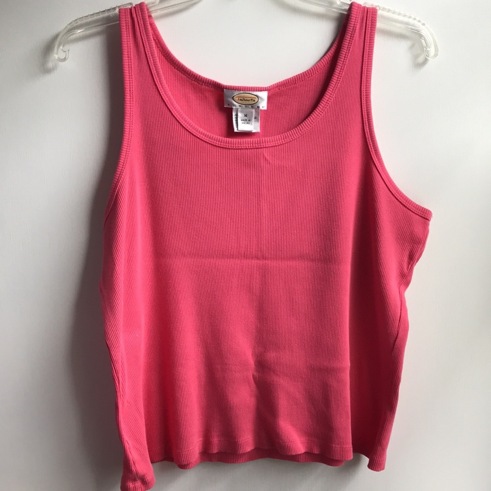 Talbots Pink Ribbed Tank Top EUC sz Medium Petite - Picture 2 of 5